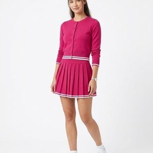 Women's Pleated Skater Mini Skirt in Fuchsia